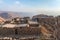 Sunrise view of the excavation of the ruins of the fortress of Masada, built in 25 BC by King Herod on top of one of the rocks of