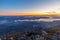 Sunrise view of Hobart from Mount Wellington in Australia