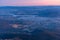 Sunrise view of Hobart from Mount Wellington in Australia