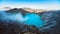 Sunrise view of Kawah Ijen volcano sulphur acidic lake