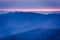 Sunrise view of layers of the Blue Ridge from Blackrock Summit,