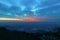 Sunrise view of mount tai. The morning glow of sunrise.Clouds surge, colorful clouds at sunrise.The sunrise on the horizon.