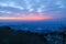 Sunrise view of mount tai. The morning glow of sunrise.Clouds surge, colorful clouds at sunrise.The sunrise on the horizon.