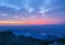 Sunrise view of mount tai. The morning glow of sunrise.Clouds surge, colorful clouds at sunrise.The sunrise on the horizon.