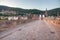 Sunrise view of the old bridge gate in Heidelberg, Germany