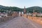 Sunrise view of the old bridge gate in Heidelberg, Germany