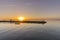 Sunrise view of Olhao Recreational Marina, waterfront to Ria Formosa natural park.