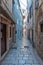 Sunrise view of a pedestrian street in the old town of Zadar, Croatia