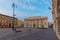 Sunrise view of Piazza del Popolo with Post Office palace and Ne