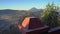 Sunrise at the view point on the Bromo volcano inside the Tengger caldera on the Java Island, Indonesia