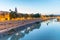 Sunrise view of riverside of river Segura in Murcia, Spain