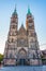 Sunrise view of Saint Lorenz cathedral in Nurnberg, Germany