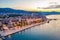 Sunrise view of seaside of Croatian town Trogir