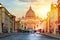 Sunrise view of St Peter basilica in Vatican City, Rome, Italy. Famous Roma landmark