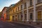 Sunrise view of a street in the old town of Tartu, Estonia