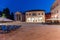 Sunrise view of the Temple of Augustus and government office in Croatian town Pula