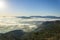 Sunrise views from the Montcabrer mountain with Cocentaina castle at right