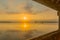 Sunrise with wetland and floating bridge, Hula Nature Reserve