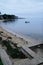 Sunrise winter coast beach in Cap Ferret herbe on Arcachon berry in France