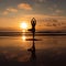 Sunrise Yoga Practice on a Peaceful Beach (generative AI)