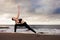 Sunrise yoga session on beach