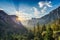 Sunrise at Yosemite Valley vista point