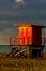 The sunrises lighting the small wooden house on the beach in Bat