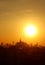 Sunrising Over Bangkok City Skyline with the Silhouette of Iconic Landmark, Phu Khao Thong Golden Mount Chedi