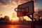 In the suns glow, a basketball hoop takes center stage