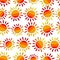 Suns. Seamless pattern. Red and orange colors.