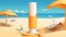 Sunscreen on the beach Illustration AI Generative