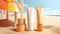 Sunscreen on the beach Illustration AI Generative