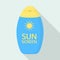 Sunscreen bottle icon, flat style
