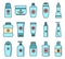 Sunscreen bottle icon set vector color