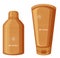 Sunscreen lotions in orange bottle and tube