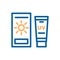 Sunscreen skin cream vector thin line icon. Sunblock for body protection under the sun illustration.