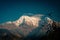 Sunset above Annapurna valley Himalayn mountain near Machapuchare Mardi Himal track in the Himalaya mountains