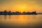 Sunset above the beautiful village of Zaanse Schans in Holland