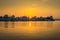 Sunset above the beautiful village of Zaanse Schans in Holland