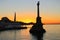 Sunset above embankment of Sevastopol