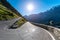 Sunset above mountains Alps Passo Stelvio