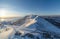 Sunset above the mountains on Sakhalin island