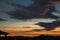 Sunset above Ridge mountains panoramaic landscape . Sunrise over