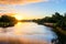 Sunset above Torrens river in Adelaide