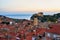 Sunset on Adriatic Sea and Old city in Dubrovnik