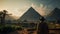 Sunset Adventure: A British Topographical Journey Near Pyramids