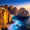 Sunset aerial photo of the Cabo San Lucas Arch taken in Baja