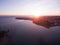 Sunset aerial view of the coastline of Portopalo, Sicily, Italy