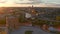 Sunset aerial view of Gediminas Tower, Vilnius, Lithuania