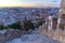 Sunset aerial view of Lisbon from staircase of Sao Jorge castle